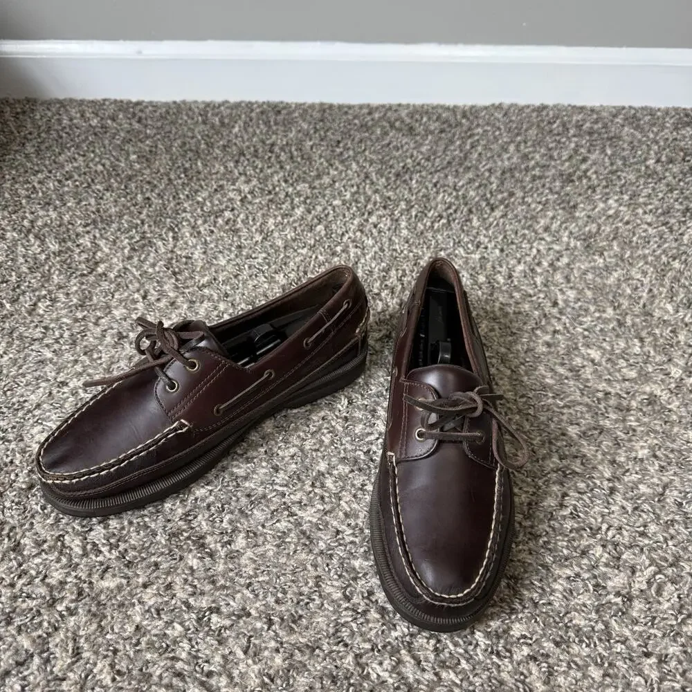 VTG Bass Shoes Mens 9.5 M Brown Leather Boat Deck Casual Moc Toe Loafers